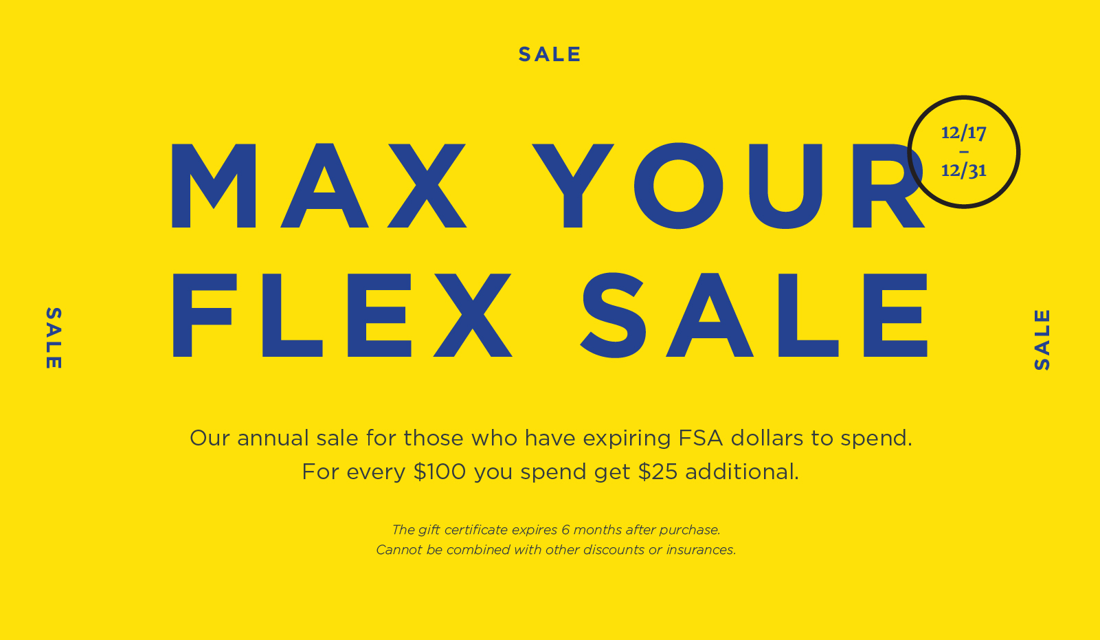 max your flex sale 12/17 - 12/31
